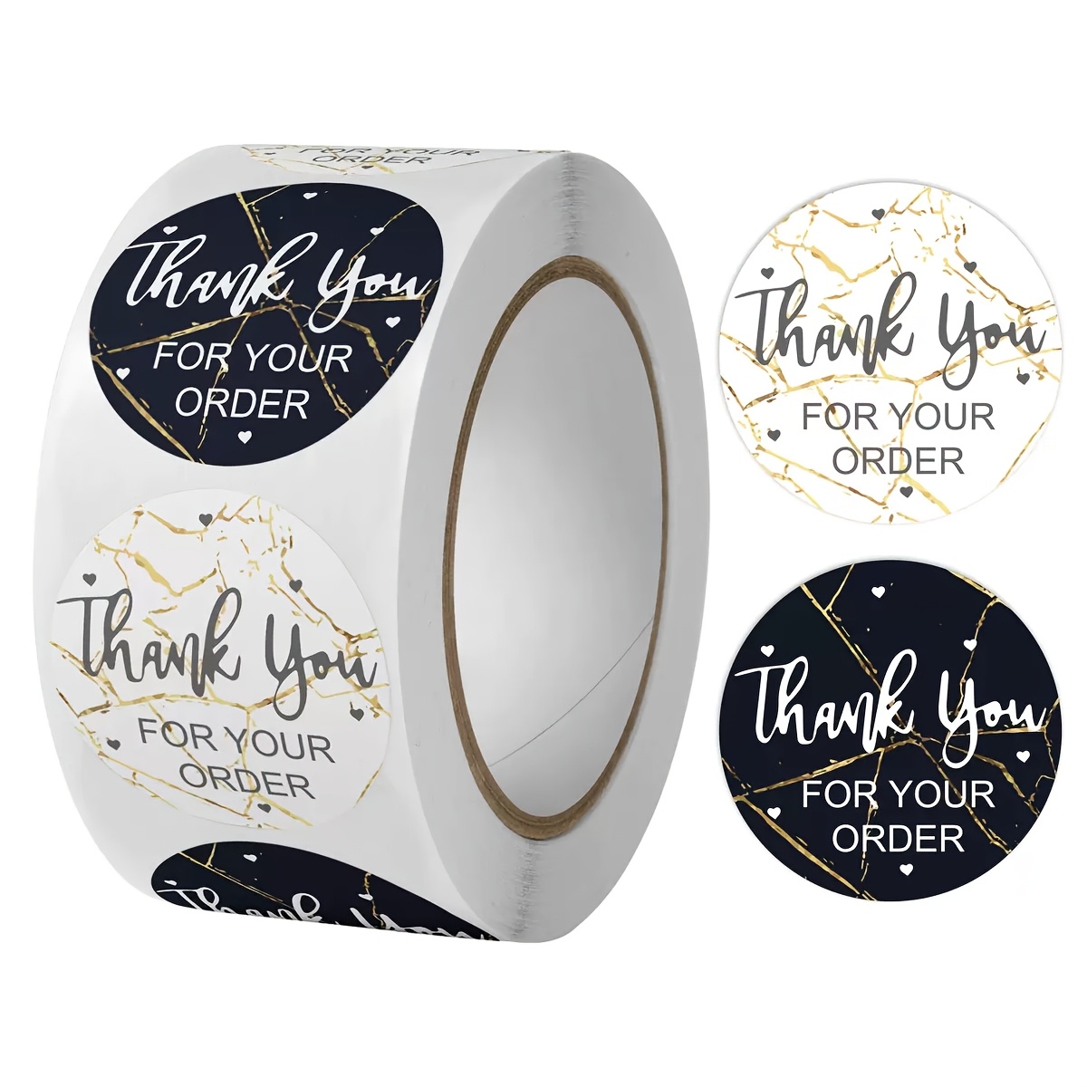 TEMU 500pcs/roll Light Luxury Marble "thank You" Round Roll Stickers, Suitable For Office Decor, Office Labels, Envelope Seals, Party Decorations,