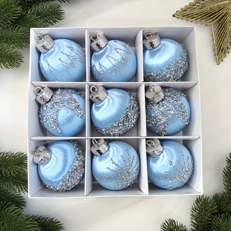 TEMU Adornos Navideños Colgantes de Bolas [1 Set de 9 piezas de Decoración Navideña de Bolas de 8Cm] Boutique Navideña de Bolas Colgantes Adornos