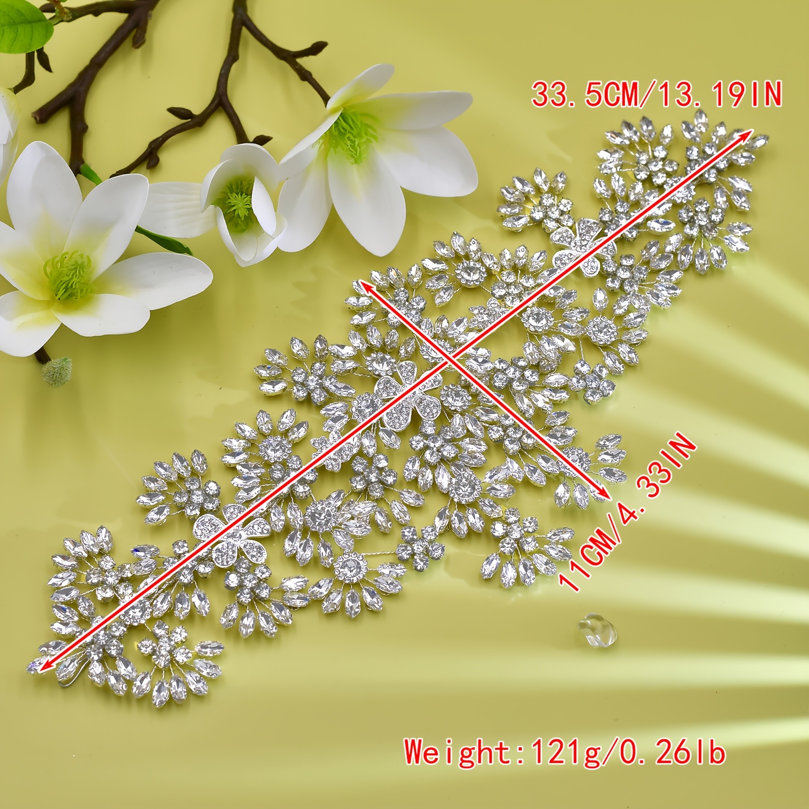 Exquisite Rhinestone Flower and Leaf Hair Accessory