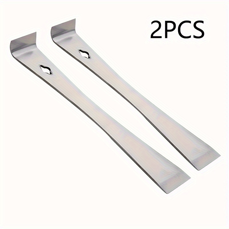 

2-piece Stainless Steel Pry Bar Scraper Set, Large Flat Pry Bars With Sharpened Straight & 90-degree Ends, Metal Hand Tools For Woodworking & Beehive Maintenance