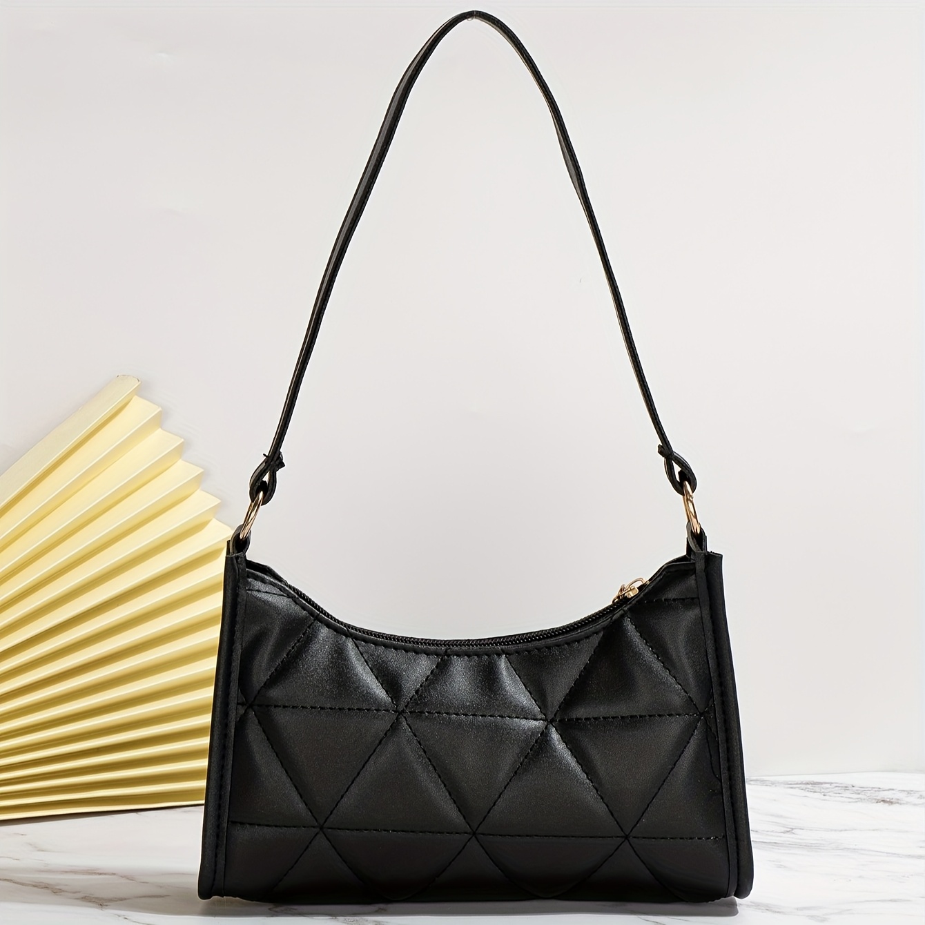 Image of 2025 New Embroidered Shoulder Bag Crossbody Underarm Bag Women's Diamond Lattice Baguette Bag