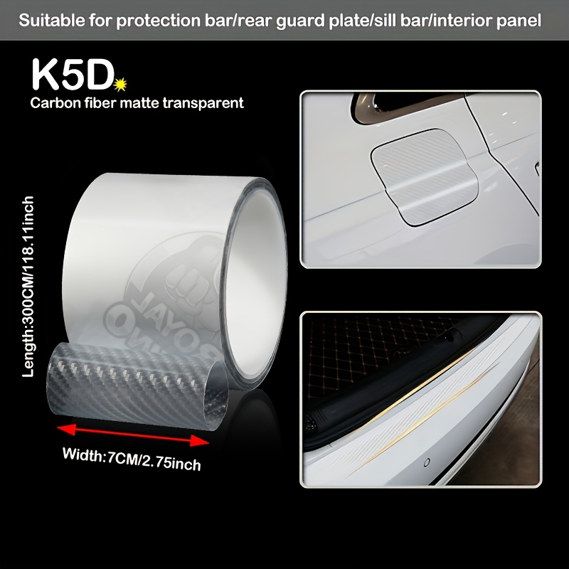 TEMU 300cm/118.11in K5d Matte Transparent -print Thickened Carbon Fiber Car Shielding Film - Tape, Carbon Fiber Thickened Anti-slip And Anti-scratch