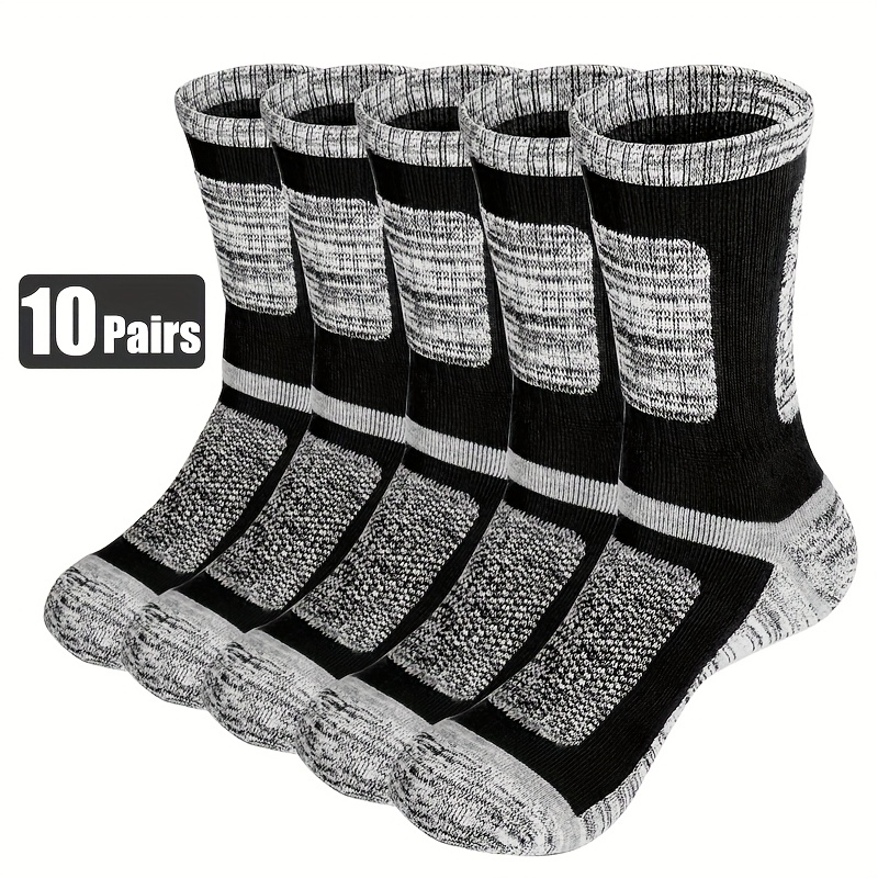 TEMU 10 Pairs Of Men's Color-matching Soft And Comfortable Anti-slip And Sweat-absorbing Mid-calf Socks, Perfect For And Outdoor Sports, A Perfect