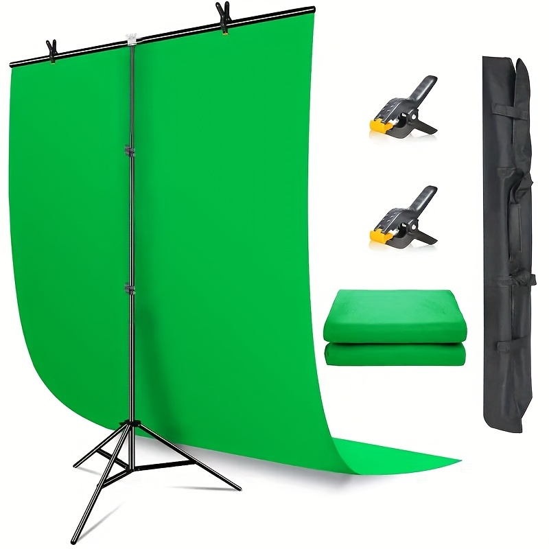 

1pc Backdrop Stand 2x1.5m Adjustable Green Screen Backdrop Stand Kit Background Holder With 2 Spring Clamps, Sturdy Photo Stand For Party, Photography, Video, Studio