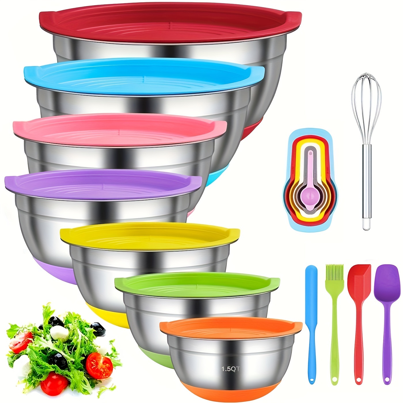 

Hihegd 18pcs Steel Mixing Bowls Set & - , , -size Bowls For Mixing, &