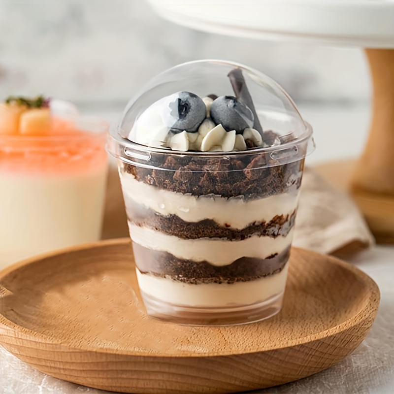 Vasos Plastico Con Tapa Paquete De 100 Tazas De Postre De