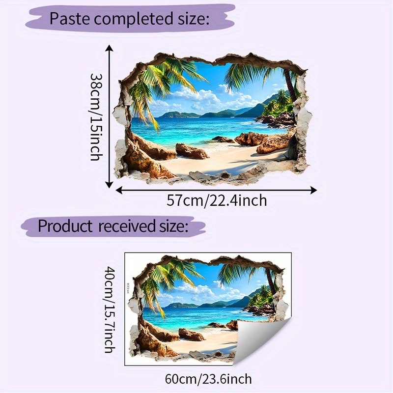 Image of 1pc Of Removable Waterproof Pvc Wall Sticker, 3d Design, Suitable For Wall Decoration, Measuring 15.7 Inches By 23.6 Inches