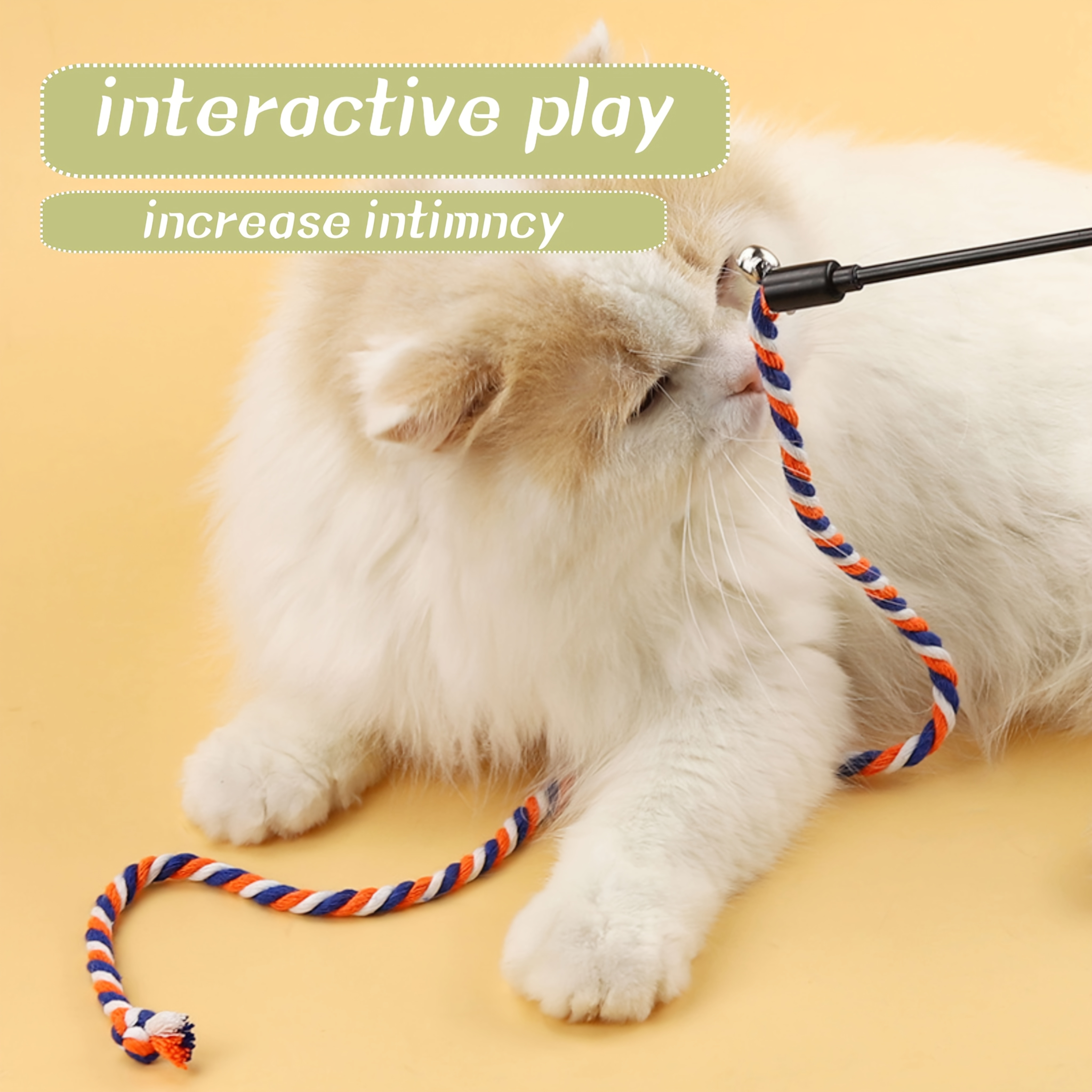 3pcs interactive cat teasing wand with colorful string bell and beads durable non scratch chew toy for cats fun striped design great for indoor play and exercise cat toys without battery Product details 0