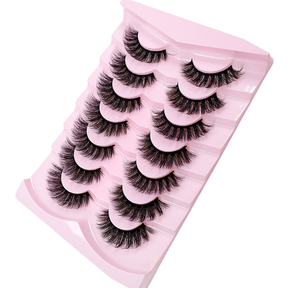 7 Pairs Short Cat Eye False Eyelashes With Thick , 15mm Eyelashes, D- And Plump Lashes, Extended Eyelashes