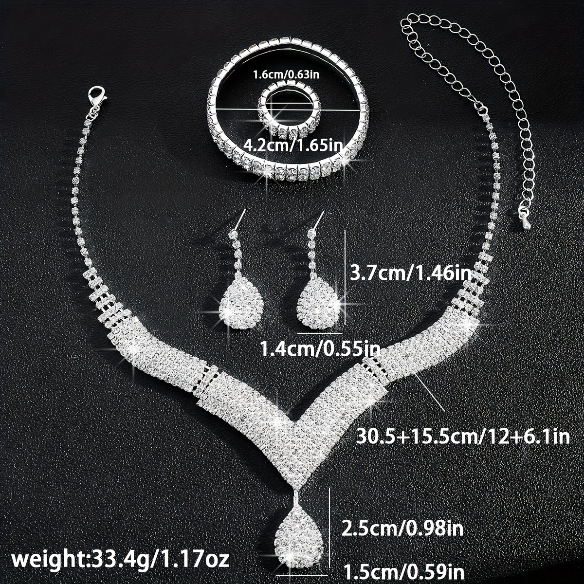 Elegant V-Shaped Teardrop Jewelry Set with Rhinestones