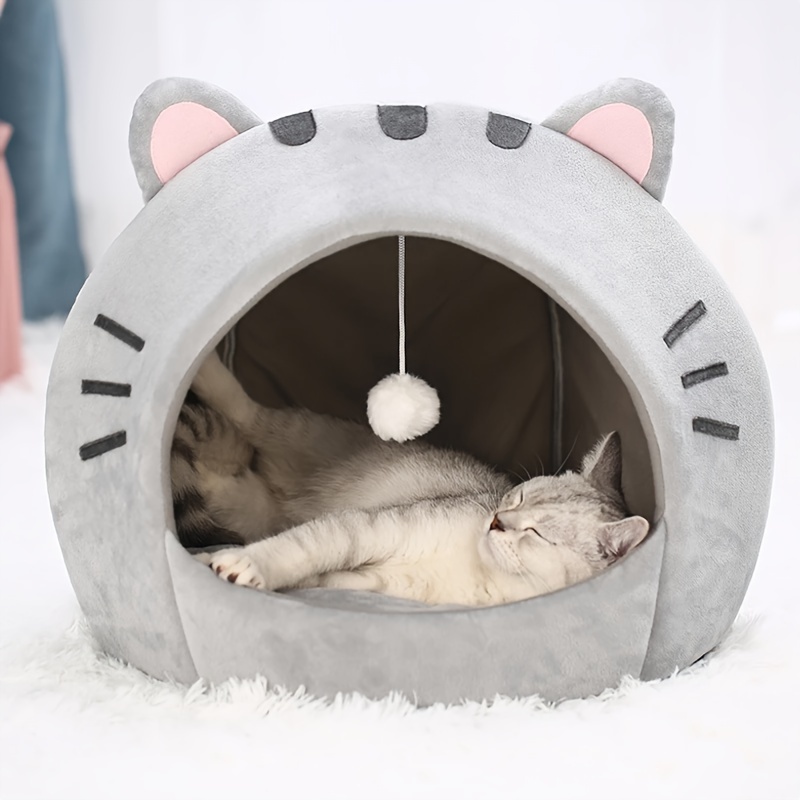 

Cute Cat Bed, Warm Pet House Kitten Cave Cushion Small Cat Tent For Indoor Bed