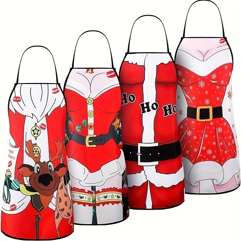 TEMU Set Of 4 Christmas Aprons, Christmas Aprons, Couples And Christmas Party Cooking Aprons, Perfect Christmas, Halloween, Birthday Decoration