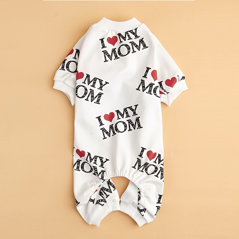 

Pet Clothes Dog Heart Jumpsuit I Love Mom Pajama Clothes For Cat Apparel Costume Pjs For Daily