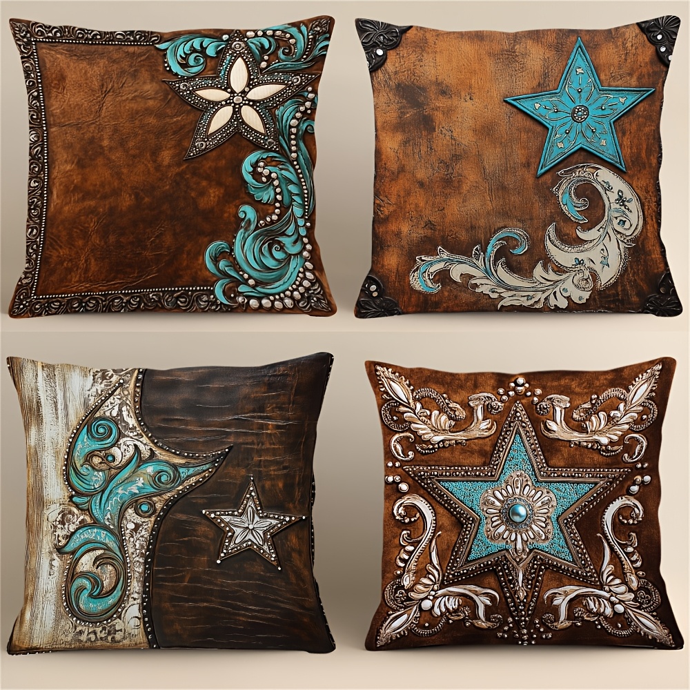 Set Of 4 Colorful Turquoise Pillow Covers Throw Pillow Covers For Christmas And Easter Decorationmother's Day Father's Day Gifts