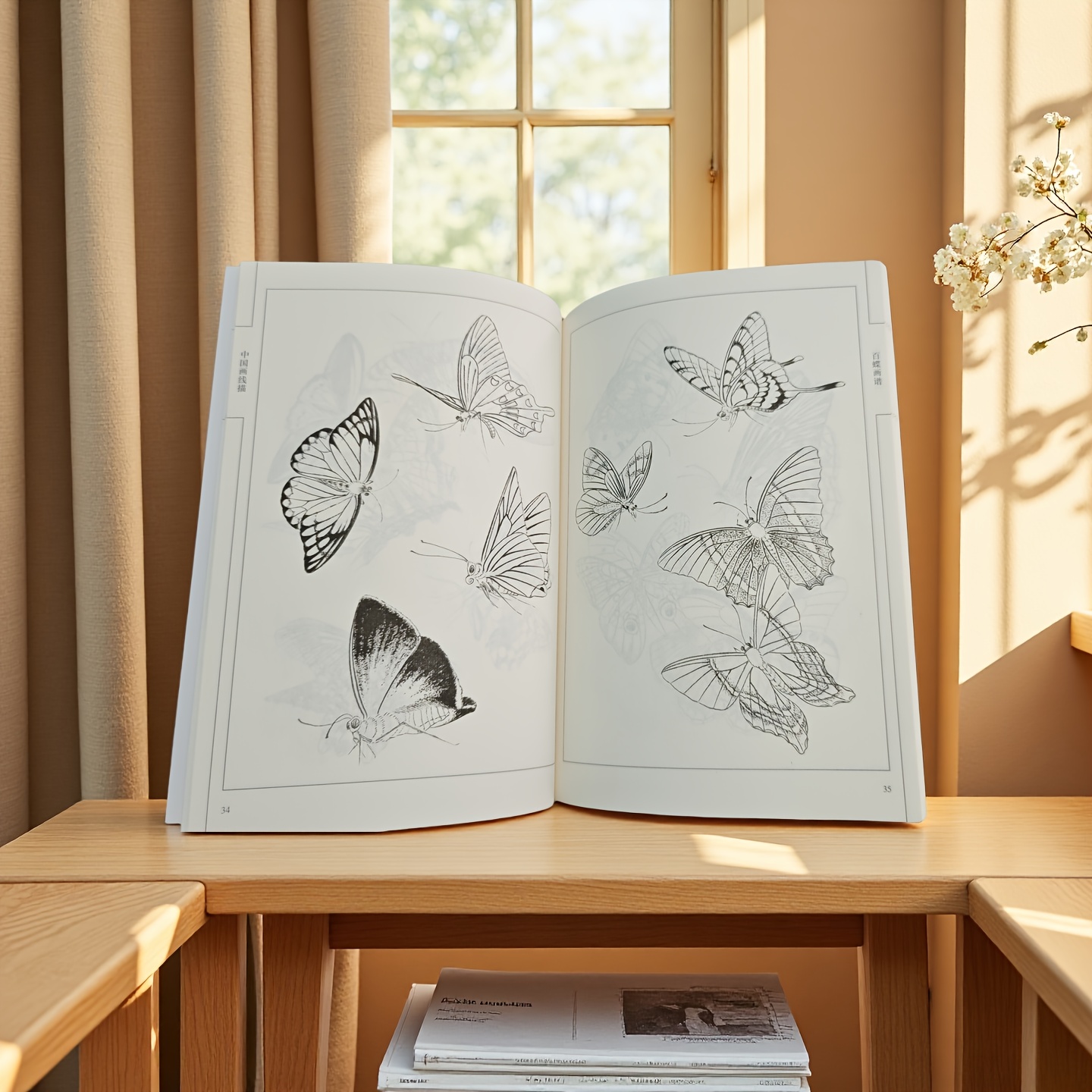 Chinese Line Drawing of Butterflies, My First Chinese Painting Album, a Guide to Traditional Chinese Painting, Suitable for Teenagers And Adults for Stress Relief, DIY Coloring Book, Watercolor, Ink Painting, Oil Painting. Chinese Version