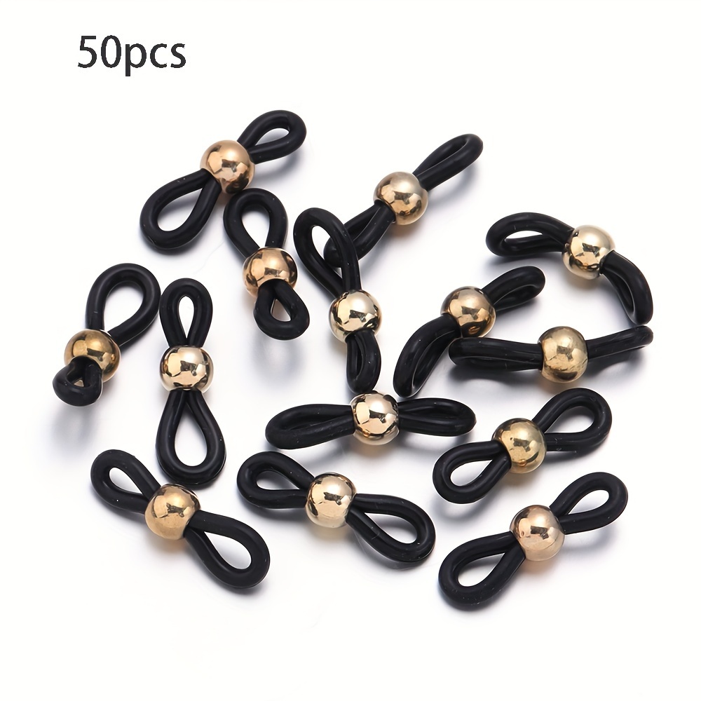TEMU 50 stuks/zak Zwart-wit Siliconen Glazen Gesp, Glazen Ketting Connector, Ketting Anti-Slip Gesp voor het Vastzetten van Sieraden