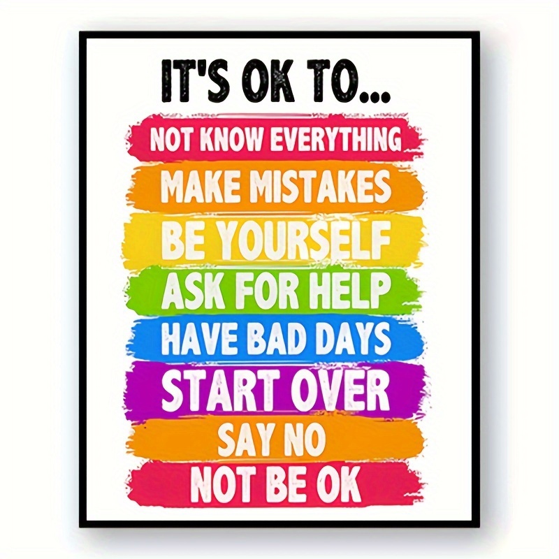 Image of 2d Flat, 2d Flat, Positive Affirmations Wall Artwork School Counselor Sign For Therapy Office *10in(no Frame)