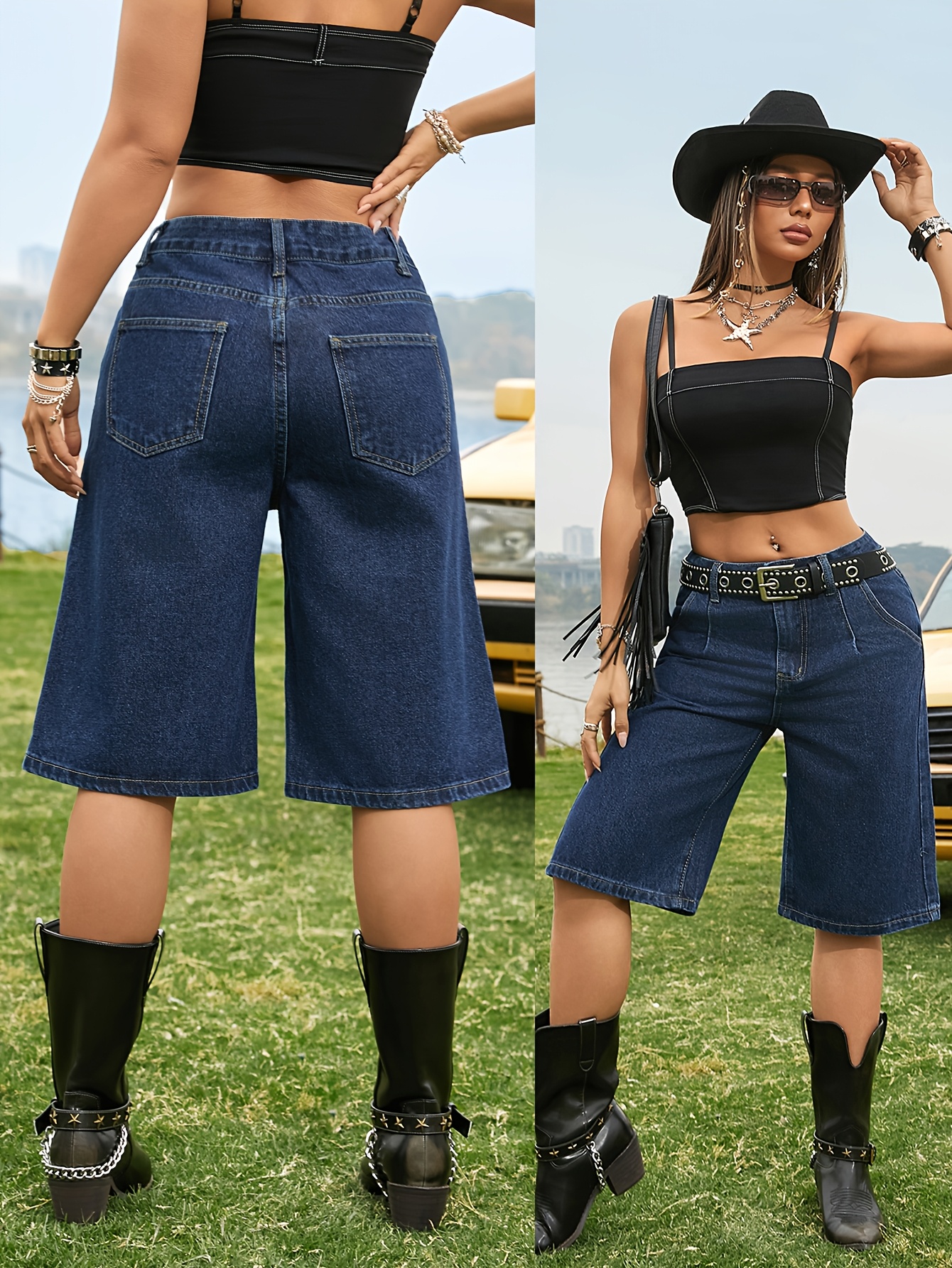 ショートパンツ デニム レディース 女性のボタンローウエストデニム