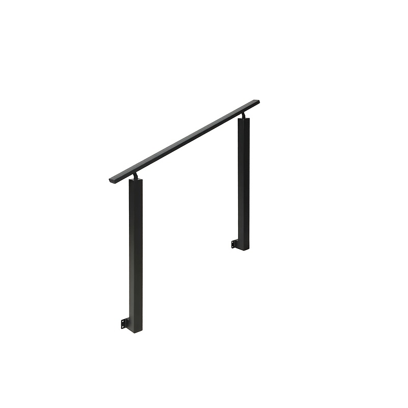 Image of Side Mount Handrail For Steps, Black Metal Outdoor Stair Railing For 3 Steps 100cm, Wall Mount Porch Handrail For Elderly, Adjustable Angle Safety Rail For Indoor Outdoor Stairs