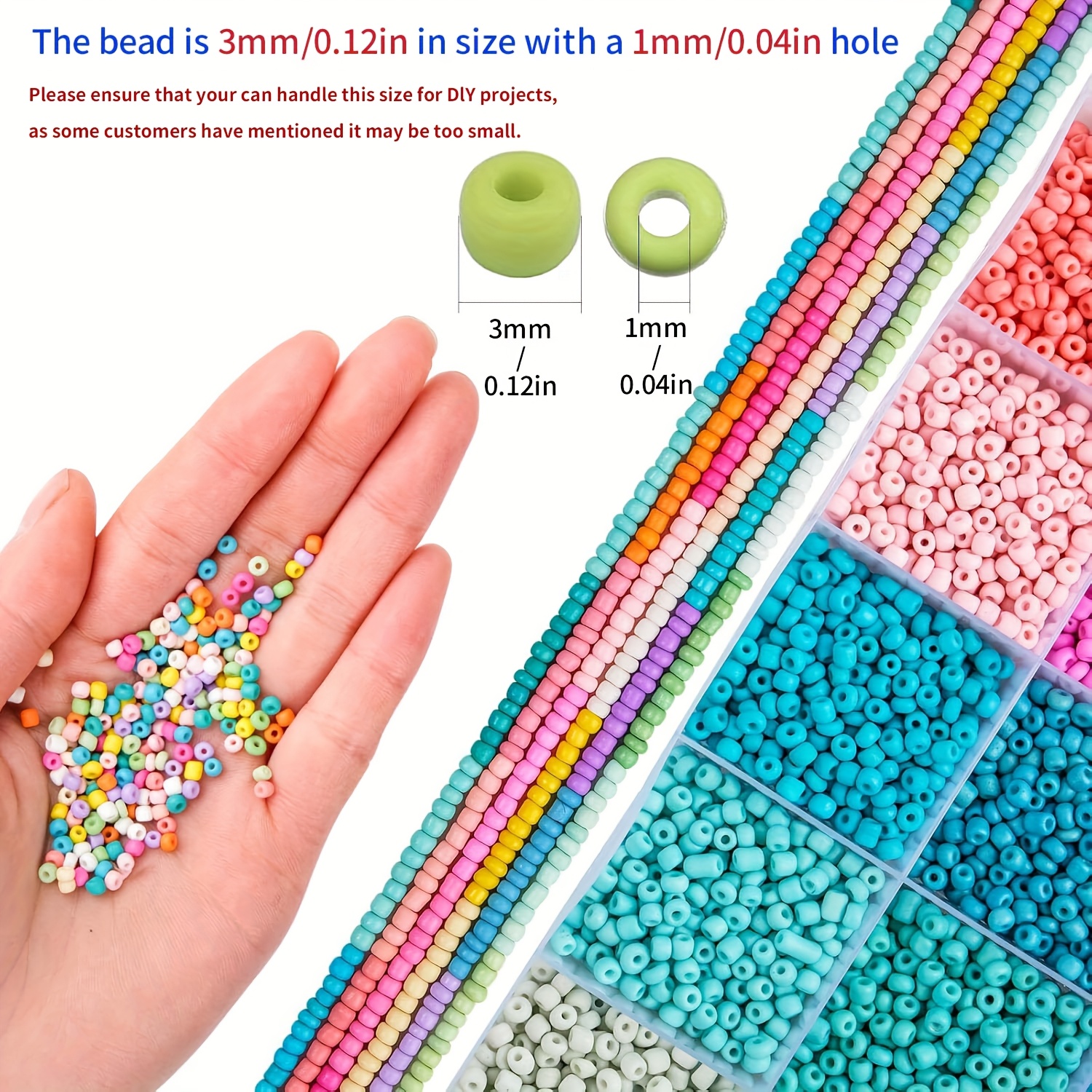 8080pcs beading kits storage 24 colors 3mm glass seed beads Temu