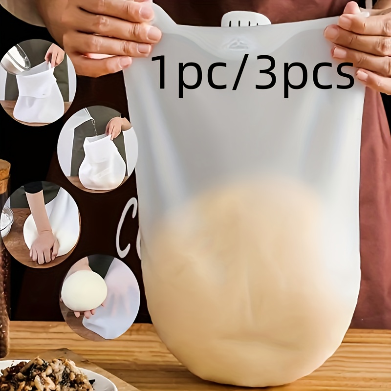 1pc 3pcs silicone kneading bag flour mixing bag multifunctional dough mixing bag suitable for bread pastry     mixing bag storage bag cooking tool