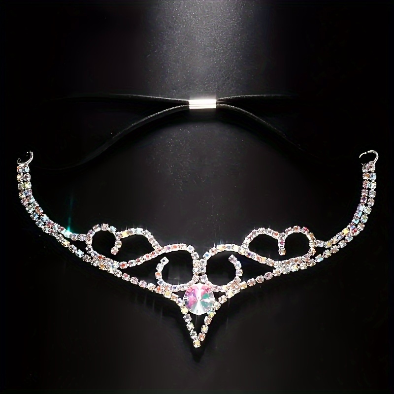 Image of New Rhinestone Accessory, Party Prom Hollow-out Colored Diamond Headpiece, Exotic Style Women's Face Jewelry