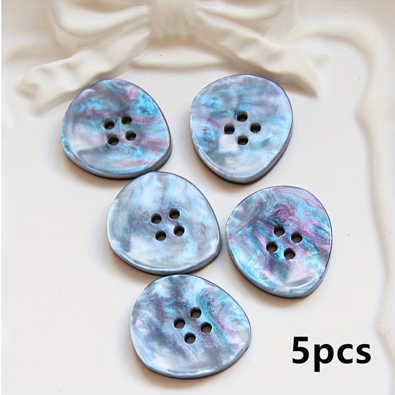 5pcs Of Stylish And Unique Resin Gradient Laser Colorful Irregular Four-hole Buttons Suitable For Suits, Sweaters, Coats, Clothing, Shoes, Bags, And Hand-sewn Decorative Buttons.