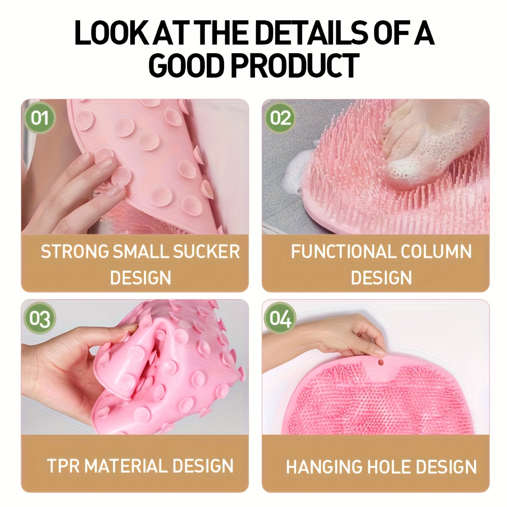 2-PCS TPR Non-Slip Back & Foot Scrubber Massager Set | Dual-Sized Exfoliating Pad For Deep Cleansing & Improved Blood Circulation | Pink/Blue Options | Spa-Grade Bath Accessory