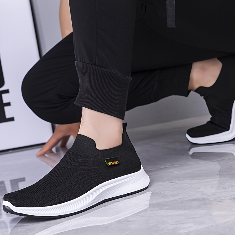 1-Pair ADO STAP Men's Breathable Slip-On Sneakers - Lightweight Woven Knit Loafers Suitable for Daily Wear, Light Sports & Semi-Formal Occasions - Low-Top Shoe with Cushioned PVC Sole, Minimalist Casual Shoes (No Laces)
