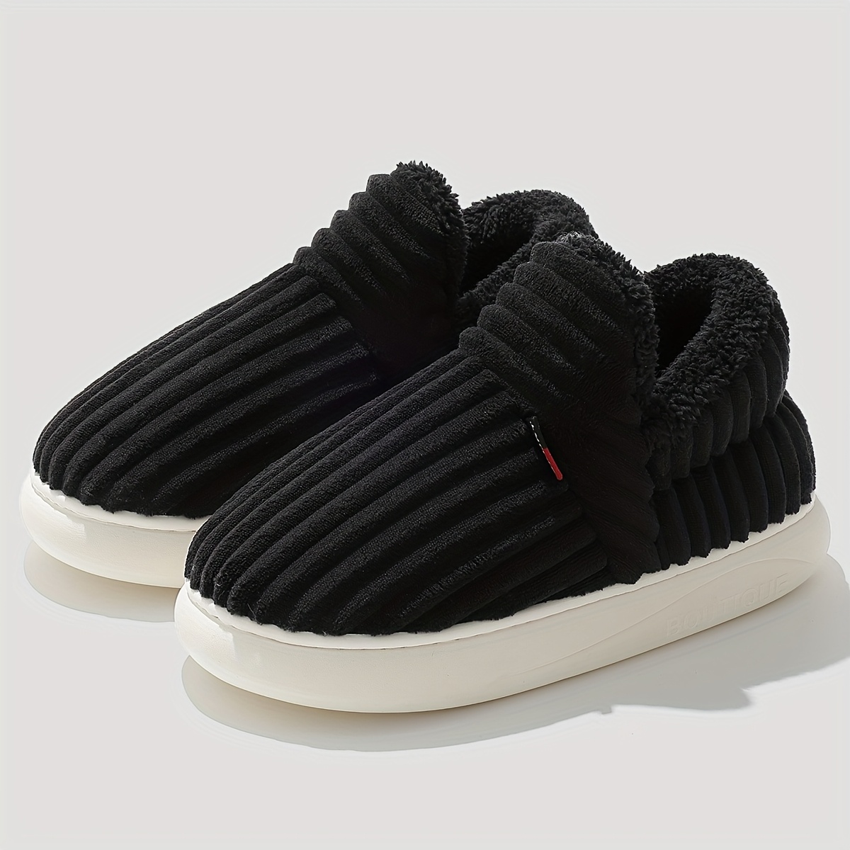 Autumn Winter Easy Men's Slippers, Home Indoor Couple Style, Large Size Thick Sole Comfortable Plush Warm Outdoor Rest Slippers