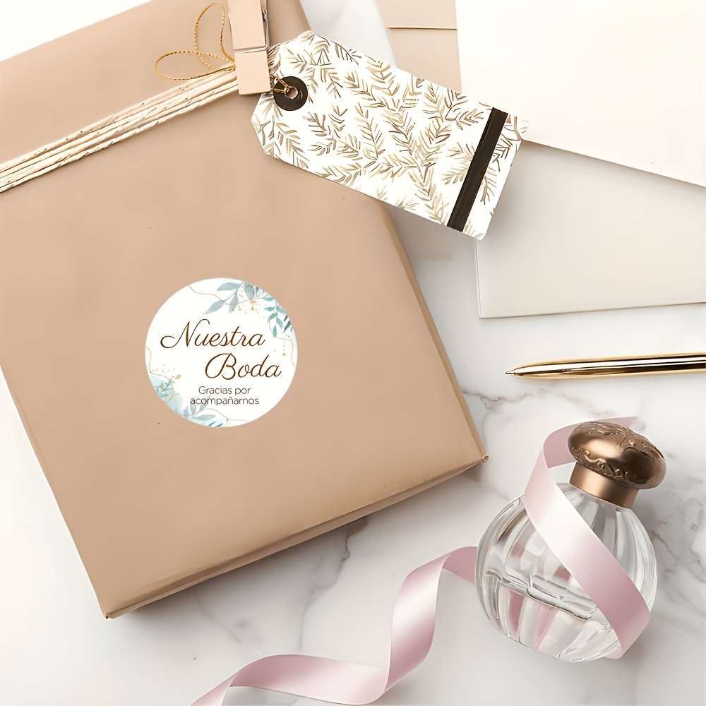 TEMU 96 piezas de pegatinas decorativas para boda, etiquetas de boda, etiquetas redondas autoadhesivas en español, adecuadas para , bolsas de regalo,