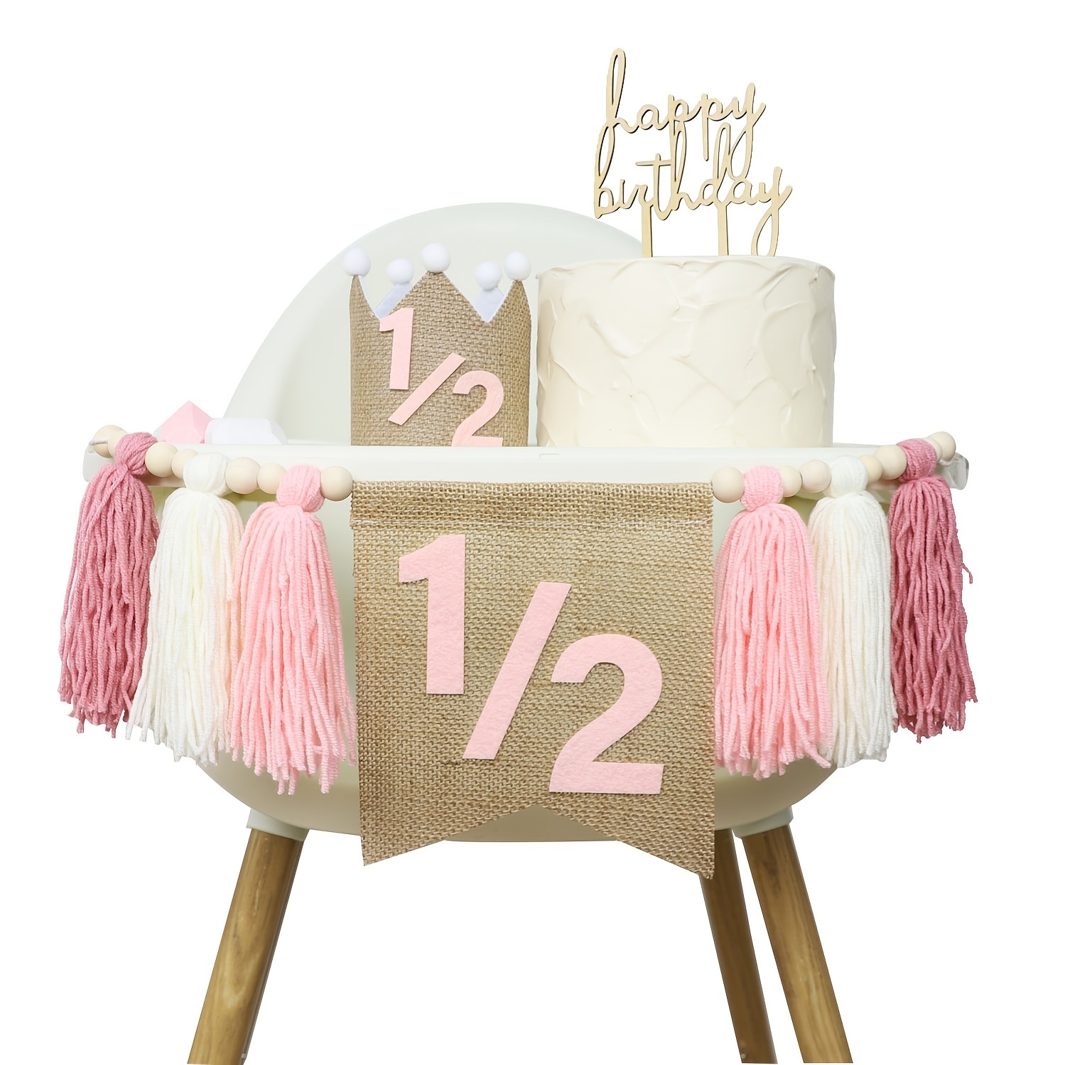 

1pc Highchair Set - Tassel Wooden , 1/2 Decorations For Half Year ,