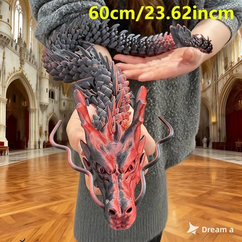 3d printed ultra large chinese dragon model ornament 60cm luxurious design articulated body realistic home office decor toy office desktop ornament game christmas halloween day gift and up