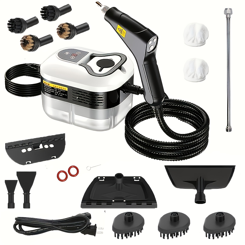 TEMU Nettoyeur Vapeur Portable Haute Capacité Multi-Fonctionnel Laveur de Voiture avec Têtes de Brosse et Buses Détachables Adapté aux Cuisines,