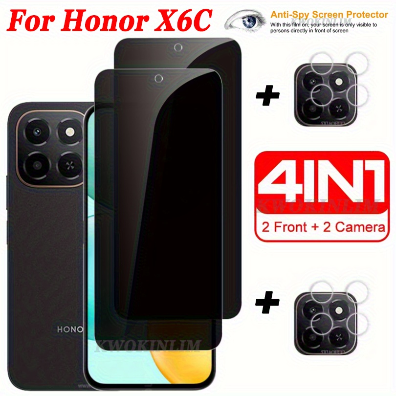 TEMU 4 In 1 X6c Privacy Tempered Glass X6c Anti Spy Screen Protector Protective Phone Camera Lens Film X6c Glass