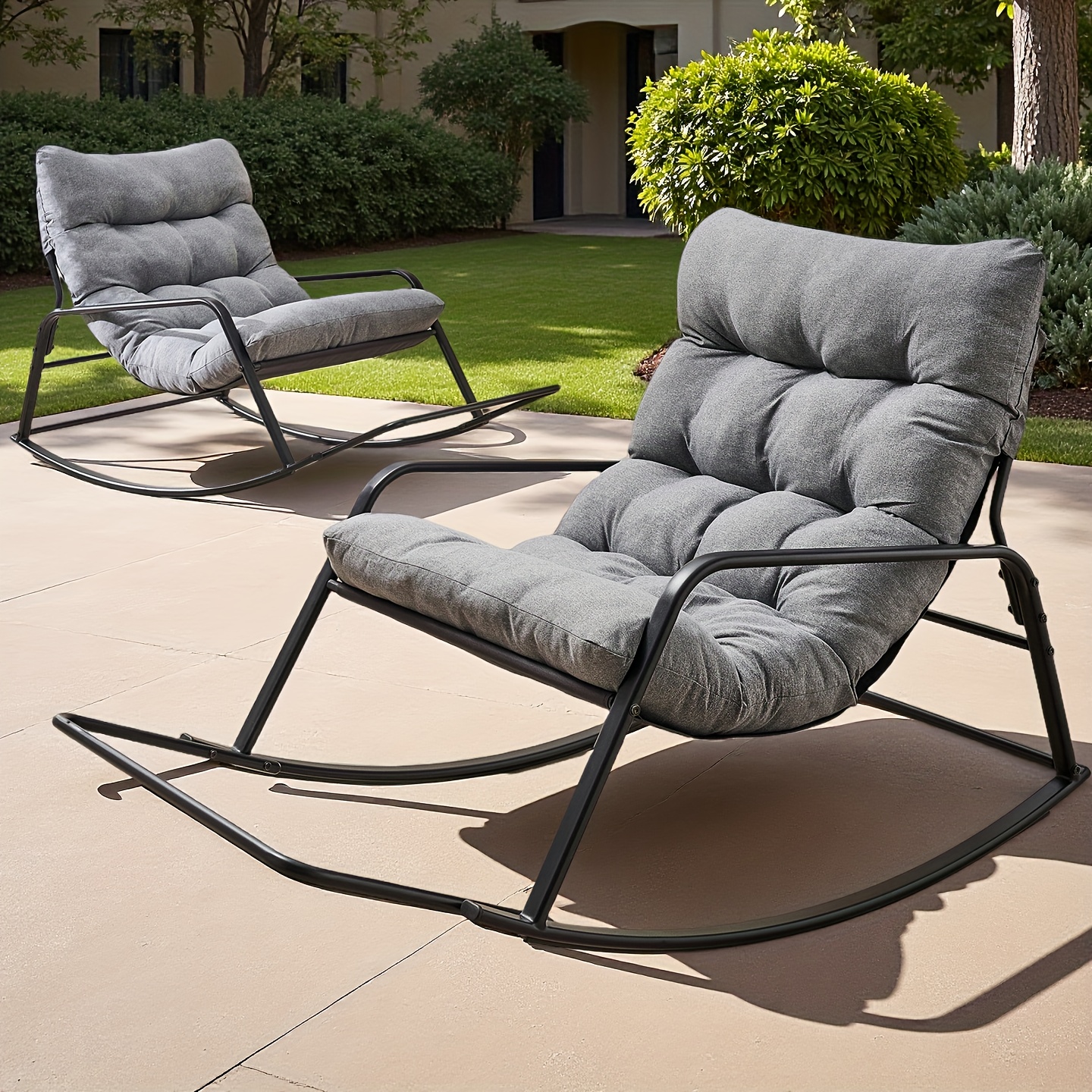 TEMU Extra Large Papasan Chair (1-pack/2-pack ), Outdoor Patio Rocking Chair, Lounge Egg Chair, Comfortable Reading Chair With Cushion For
