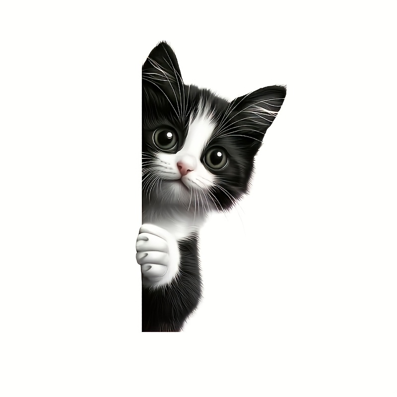 TEMU 窓から覗くかわいい猫のデカール、ガラスから覗く子猫のステッカー、かわいい漫画風アニメプリントの窓用ステッカー、窓・車・トラック・ドア・トイレ・ノートパソコンに適したビニールステッカー