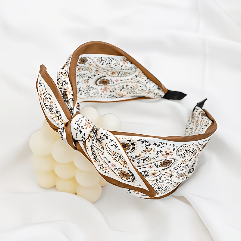 1pc/2pcs/vintage Paisley Bow Hair Hoop Headband For Women With Style, Wide Non-slip Design, Versatile For Daily Wear, Casual Commutes, Vacations And Trips
