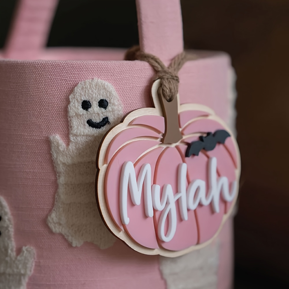 TEMU Custom Halloween Personalized Decoration Tag, Pumpkin Tag, Personalized Halloween Basket Label, Horror Season Tag, Personalized Name Decoration