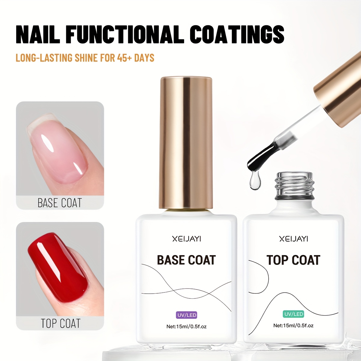 2pcs Base + Wash-free Sealer-----nail Base Sealer Easy To Shape Base /led Multifunctional Nail Polish To Nail Salons