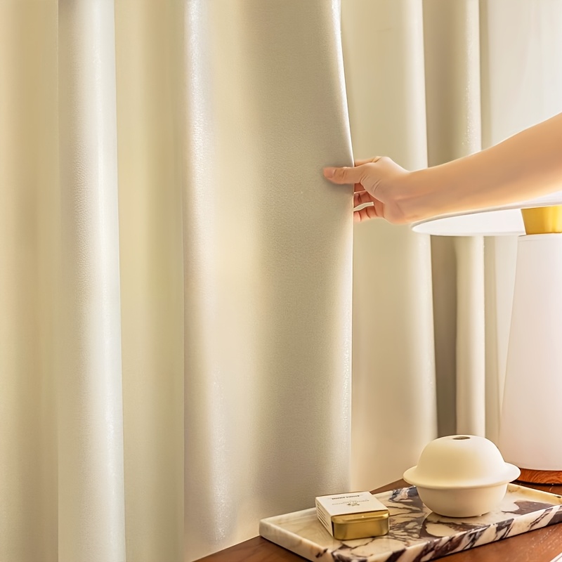 2pcs French Solid Luxurious Cream Blackout Curtains Finished Product, Specially Suitable for Living Room Bedroom Curtains, Opulent High-End Atmospheric Modern Curtains