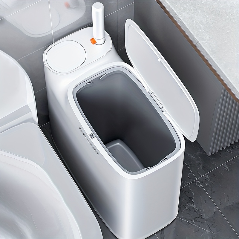 TEMU 2-in-1 Slim Trash Can With Toilet Brush And 12 Refills, Trash Basket, Suitable For Rvs, Bathrooms, Living Rooms, Bedrooms