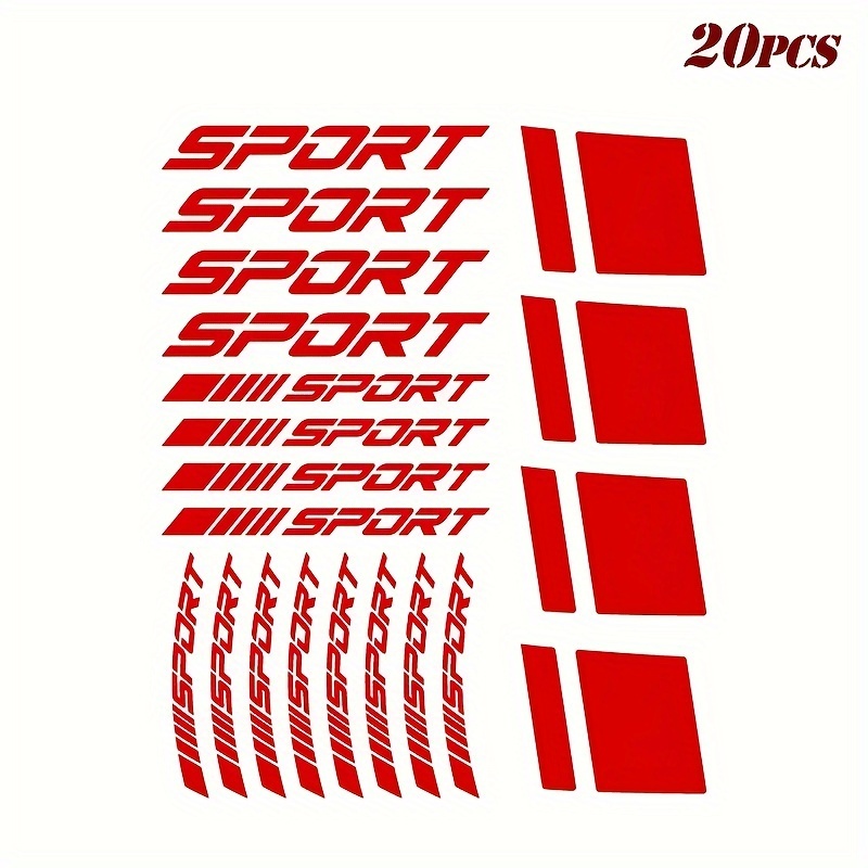 20 Reflective Car Wheel Rim Stickers, Sporty Stripe Racing Wheel Decals, Geometric Patterns, Self-adhesive, Single-use, High-gloss Finish, Irregular Shapes