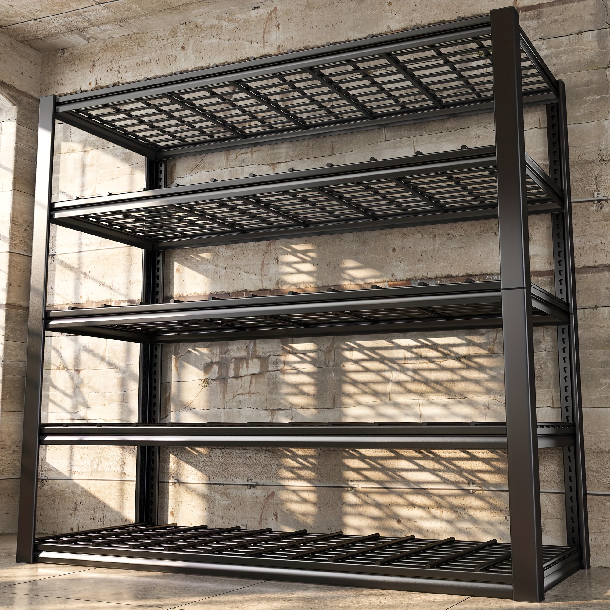 

48''w Garage Shelving Heavy Duty 2500lbs Garage Storage Shelves Heavy Duty Shelving 5 Tier Adjustable Metal Shelving For Garage Storage Rack Industrial Utility Shelf, 48''w X 72''h X18''d