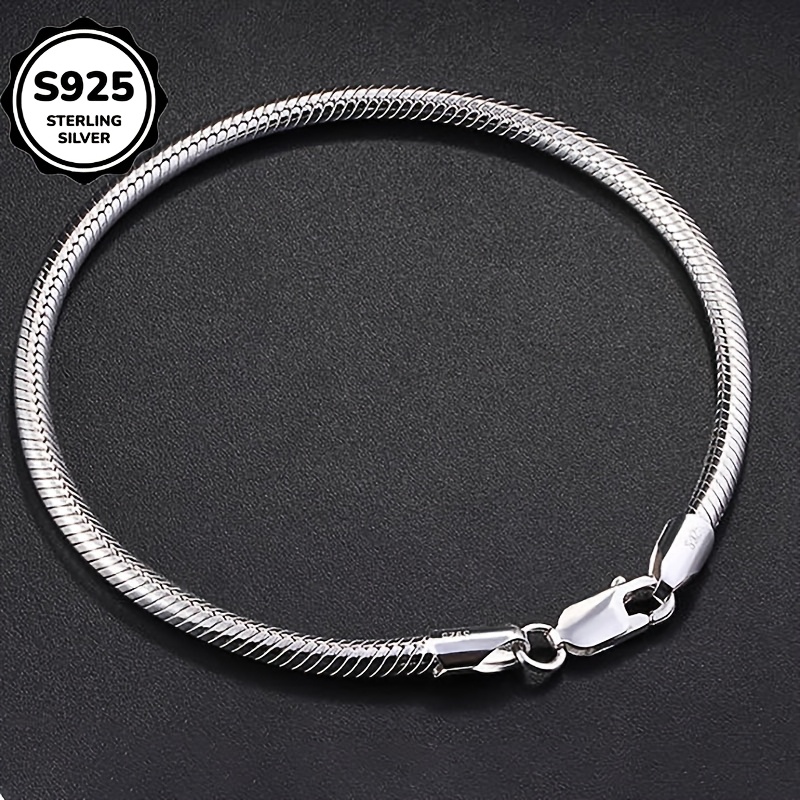 925 Sterling Silvery Snake Bone Bracelet, Unique Design