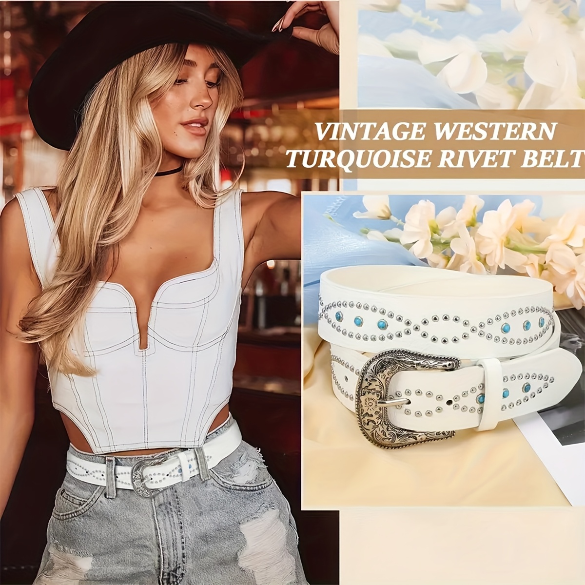 1662 Women\'s Bohemian Punk Style Pu Leather Tassel Knotted Rivet Waist Women main image 2