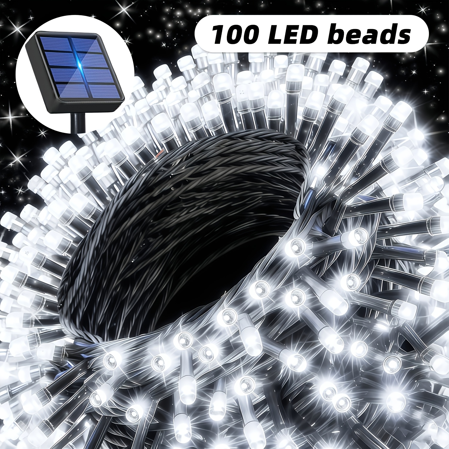 1pc Solar Outdoor Fairy String Lights, 12 Garden Decoration Led String Lights, 12/22/32m Extra Long String Lights, Suitable For Garden, Balcony, Party, Wedding, Courtyard, Terrace, Holiday Decoration