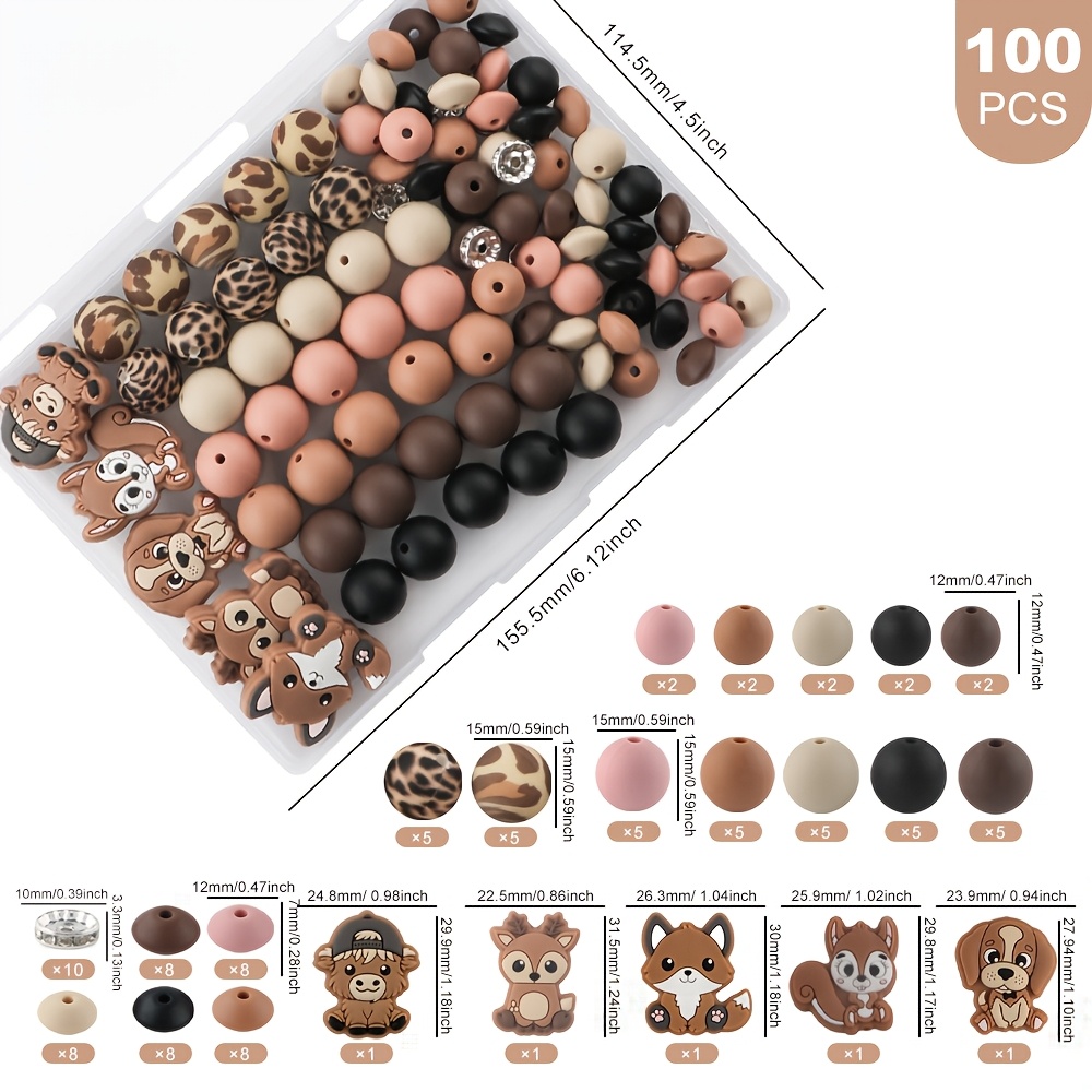 Image of A Collection Of Animal-themed Craft Sets Featuring Designs For Deer, Dog, Fox, Squirrel, And Cow - A -yourself Kit For Pens And Handicrafts, Complete With 12/15mm Round Beads, Beads, And Beads