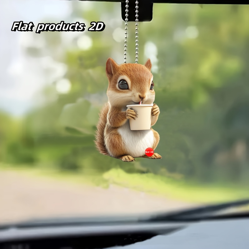 

Squirrel Sipping Coffee 2d Acrylic Flat Hanging Decoration - Suitable For Car Mirrors, Keychains, Kitchen Decor, Christmas Trees, Halloween, Parties, And Festive