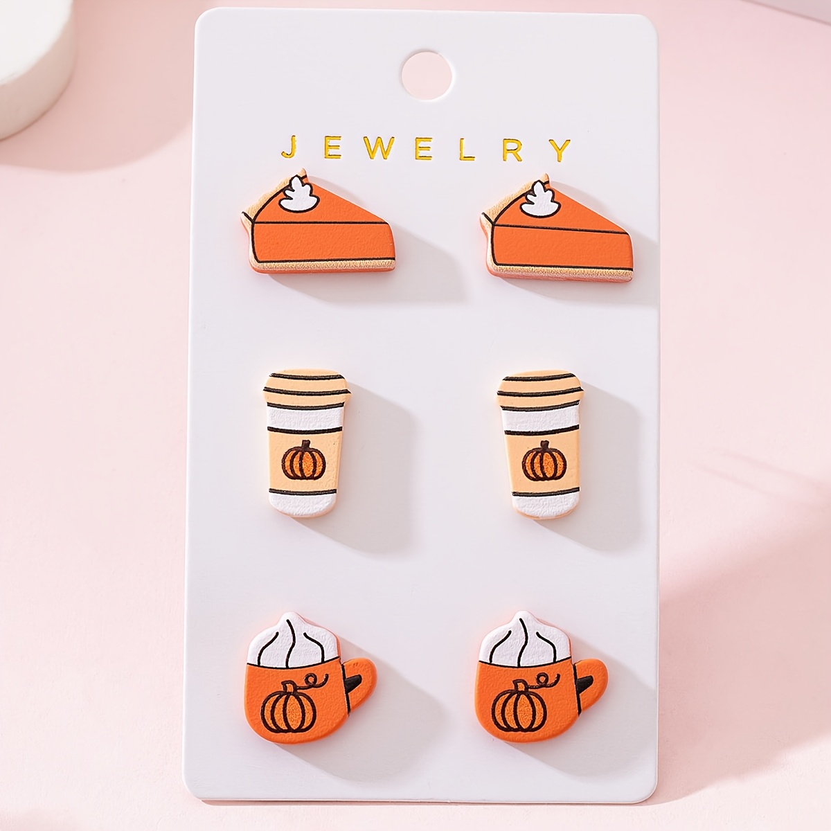 TEMU 3 Pairs/set Thanksgiving Cupcake Enamel Design Stud Earrings For Women, For Parties And Gatherings